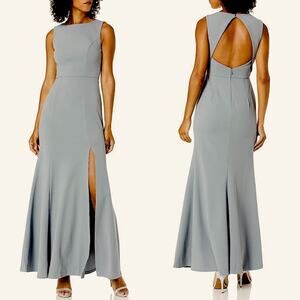 Jenny Yoo Gia Crepe Open Back Mayan Blue Fit & Flare Gown Size 10 NWT